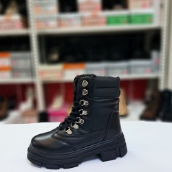 Twingo bağcıklı-fermuarlı kız çocuk bot siyah