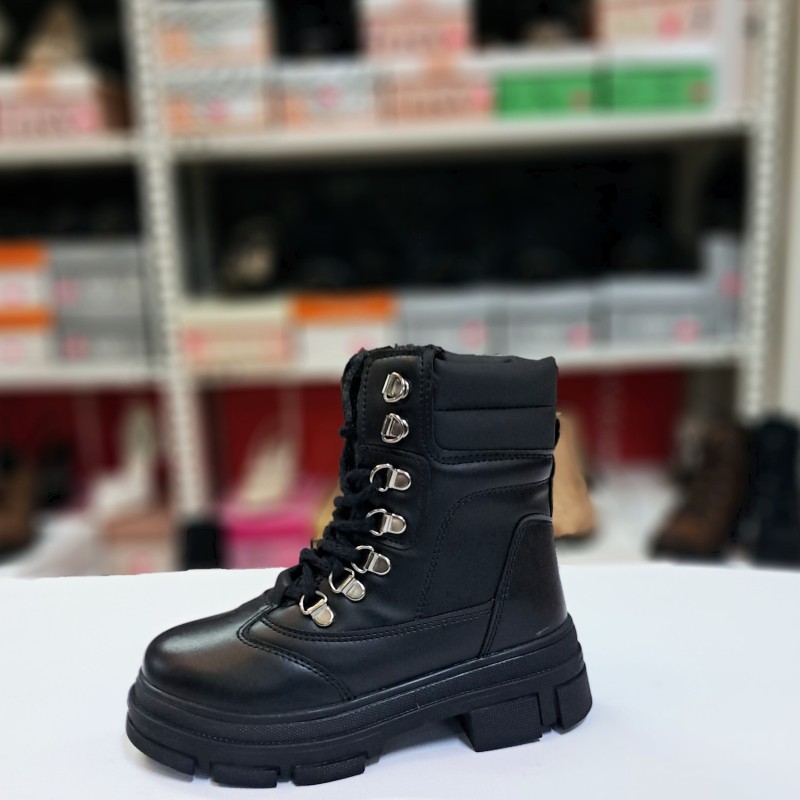 Twingo bağcıklı-fermuarlı kız çocuk bot siyah