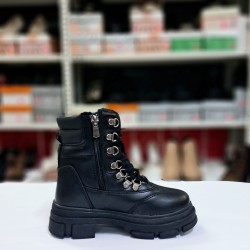 Twingo bağcıklı-fermuarlı kız çocuk bot siyah