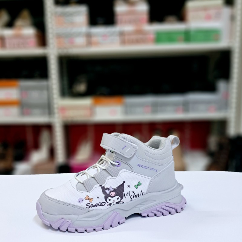 Valent kuromi detaylı yarım kız çocuk bot gri-beyaz