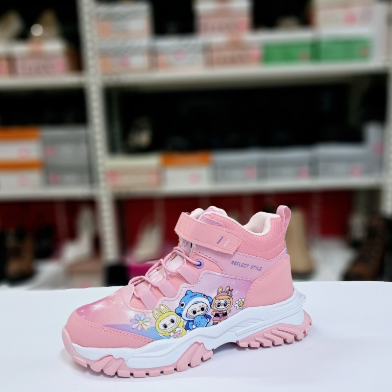 Valent labubu detaylı yarım kız çocuk bot pembe-beyaz