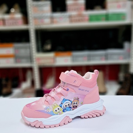 Valent labubu detaylı yarım kız çocuk bot pembe-beyaz