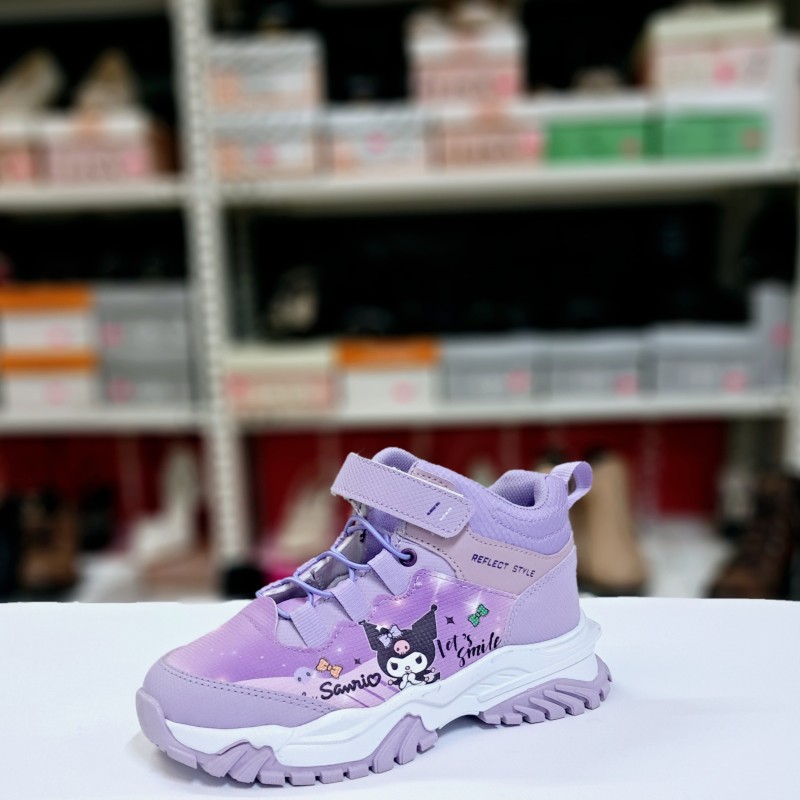 Valent kuromi detaylı yarım kız çocuk bot mor-beyaz