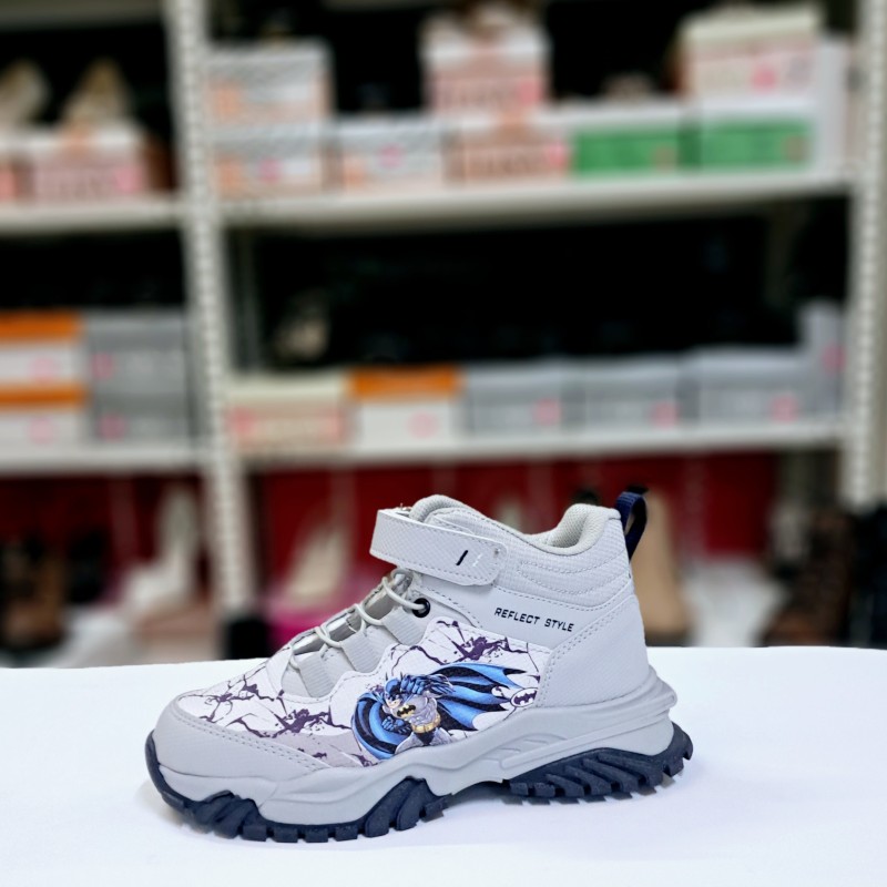 Valent batman  detaylı yarım erkek çocuk bot gri-mor