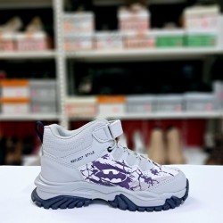 Valent batman  detaylı yarım erkek çocuk bot gri-mor