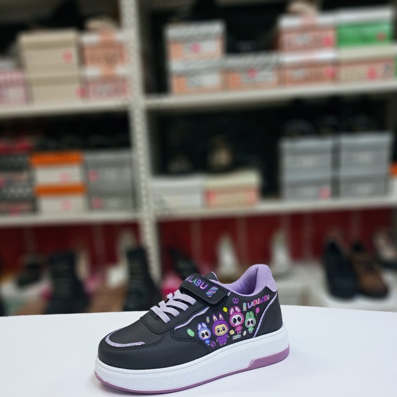 Prokids labubu desenli kız çocuk spor ayakkabı siyah