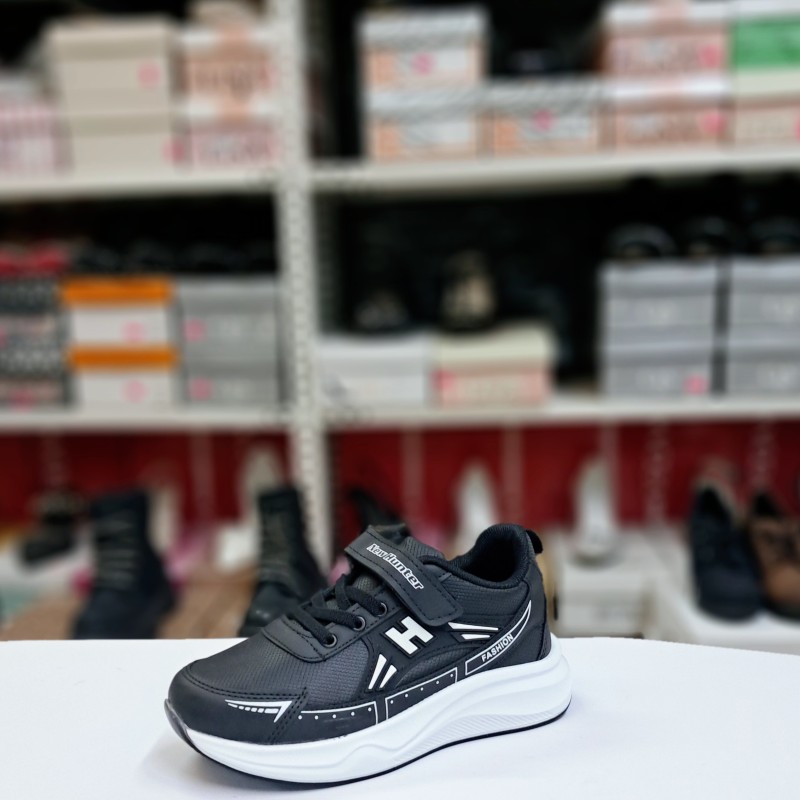 New Hunter cırtlı erkek çocuk spor ayakkabı siyah-beyaz