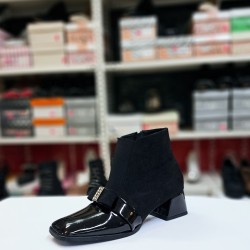 Paris kurdele detaylı kadın topuklu bot siyah