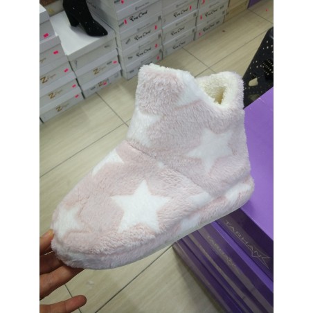 Pofuduk kadın ev botu yıldız detaylı pembe