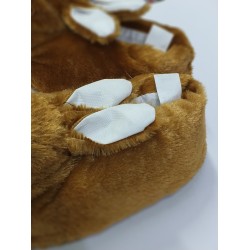 Tavşan detaylı kız çocuk ev patiği kahve