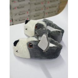 Köpek detaylı erkek çocuk ev patiği gri