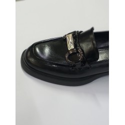 Paris toka detaylı kadın babet ayakkabı siyah