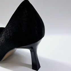 Paris kurdele detaylı kadın topuklu ayakkabı siyah