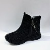 Paris taş detaylı içi yünlü kadın bot siyah