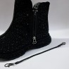 Paris taş detaylı içi yünlü kadın bot siyah