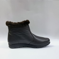 Muya Yeti deri fermuarlı kadın bot kahverengi