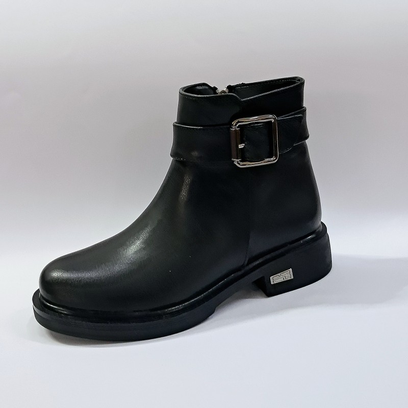 Fancy kemer detaylı kadın bot siyah