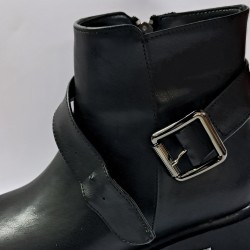 Fancy kemer detaylı kadın bot siyah