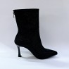 Tarhan siyah taş detaylı süet kadın topuklu bot siyah