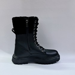 Lady classy kürk detaylı kadın bot siyah