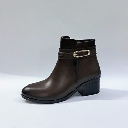 Bilener gold detaylı kadın topuklu bot kahverengi