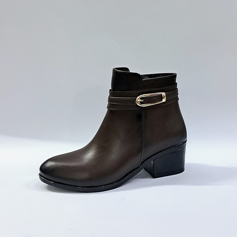 Bilener gold detaylı kadın topuklu bot kahverengi