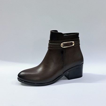 Bilener gold detaylı kadın topuklu bot kahverengi