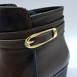 Bilener gold detaylı kadın topuklu bot kahverengi