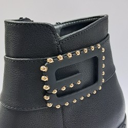 Su perisi suni deri kadın topuklu bot siyah