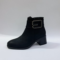 Su perisi nubuk kadın topuklu bot siyah