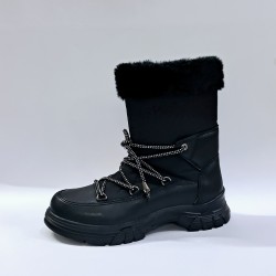 Polact suni deri kadın kar botu siyah