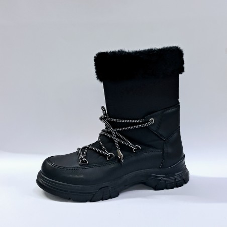 Polact suni deri kadın kar botu siyah