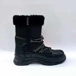 Polact suni deri kadın kar botu siyah