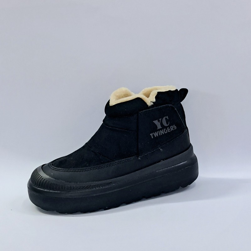 Twingers içi yünlü cırtlı kadın bot siyah