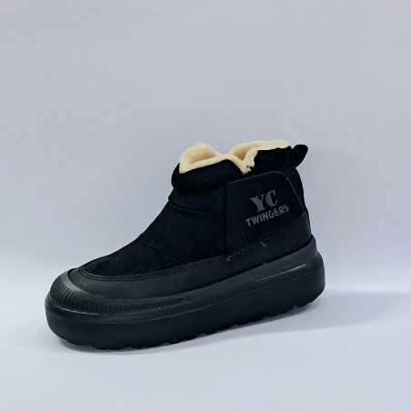 Twingers içi yünlü cırtlı kadın bot siyah