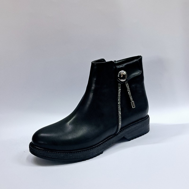 Trendy taş detaylı kadın bot siyah