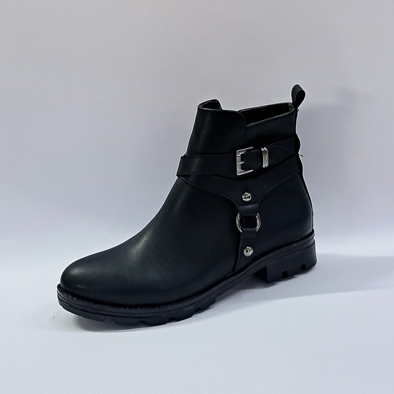 Trendy kemer detaylı kadın bot siyah