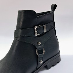 Trendy kemer detaylı kadın bot siyah