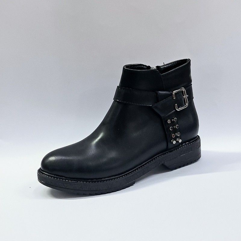 Trendy zımba detaylı kadın bot siyah