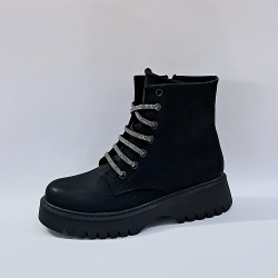 Su perisi yüksek taban nubuk kadın bot siyah