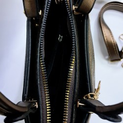 Label nakış desenli anahtarlıklı kadın kol çantası bronz