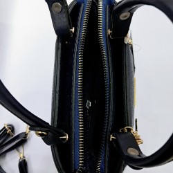 Label nakış desenli anahtarlıklı kadın kol çantası gece mavisi