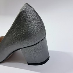 Bilener düğüm taş detaylı önü yuvarlak kadın topuklu ayakkabı gri