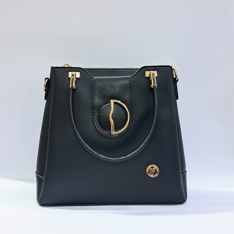 Label gold detaylı kadın kol çantası siyah