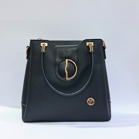 Label gold detaylı kadın kol çantası siyah