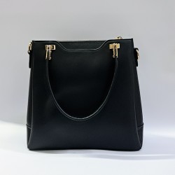 Label gold detaylı kadın kol çantası siyah