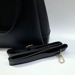 Label gold detaylı kadın kol çantası siyah