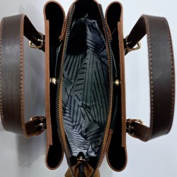 Label ayarlanabilir askılı kadın kol çantası kiremit