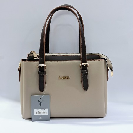 Label ayarlanabilir askılı kadın kol çantası bej