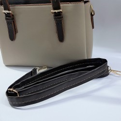 Label ayarlanabilir askılı kadın kol çantası bej